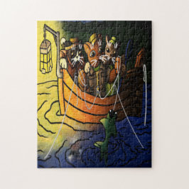 Puzzle Gatos de pesca nocturna