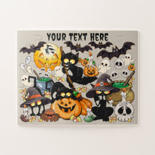 Puzzle Gatos divertidos de Halloween en una fiesta