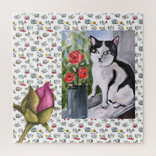 Puzzle Gatos divertidos, leche y magia.