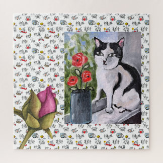Puzzle Gatos divertidos, leche y magia.