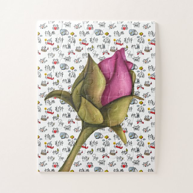 Puzzle Gatos divertidos, leche y magia. (Vertical)