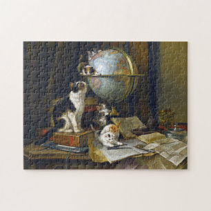 Puzzle Gatos Elegantes Vintage Gato Madre y Gatitos Adora