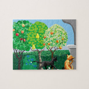 Puzzle gatos en el jardín