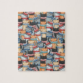 Puzzle Gatos en estafas de invierno y patrón de Gorras
