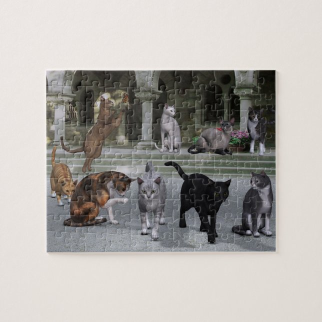 Puzzle Gatos en los pasos del palacio (Horizontal)