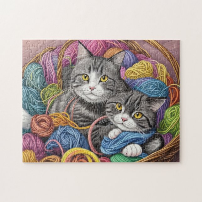 Puzzle Gatos en una canasta (Horizontal)