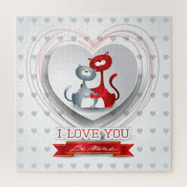 Puzzle Gatos enamorados del corazón