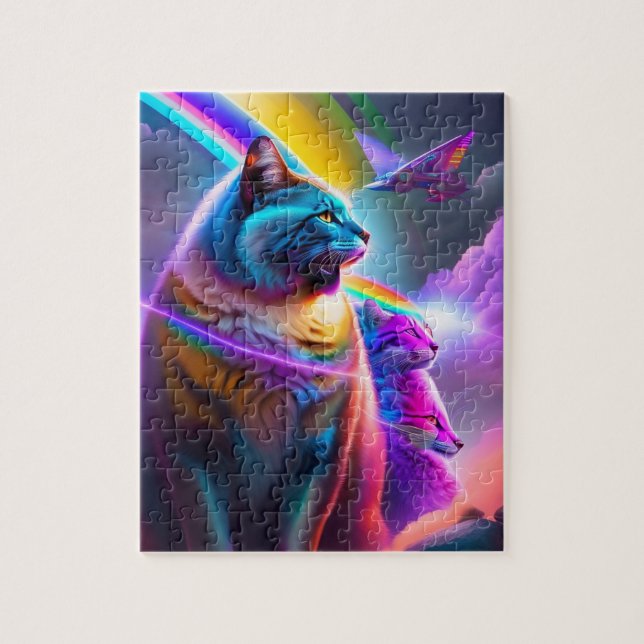 Puzzle Gatos espaciales futuristas astronautas (Vertical)
