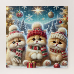 Puzzle Gatos gitanos en Navidades decoran y nievan