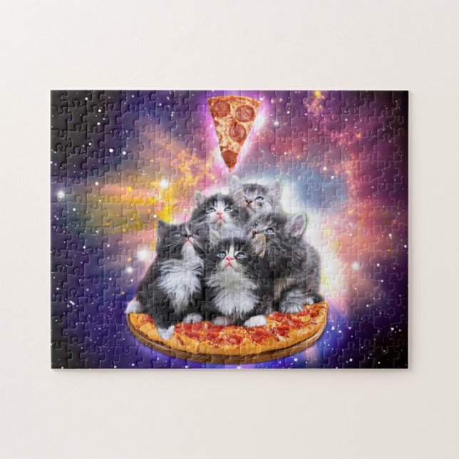 Puzzle Gatos Illuminatis y pizza (Horizontal)