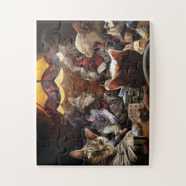 Puzzle Gatos jugando al póquer (Vertical)