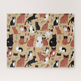 Puzzle Gatos juguetones sobre un fondo bronceado