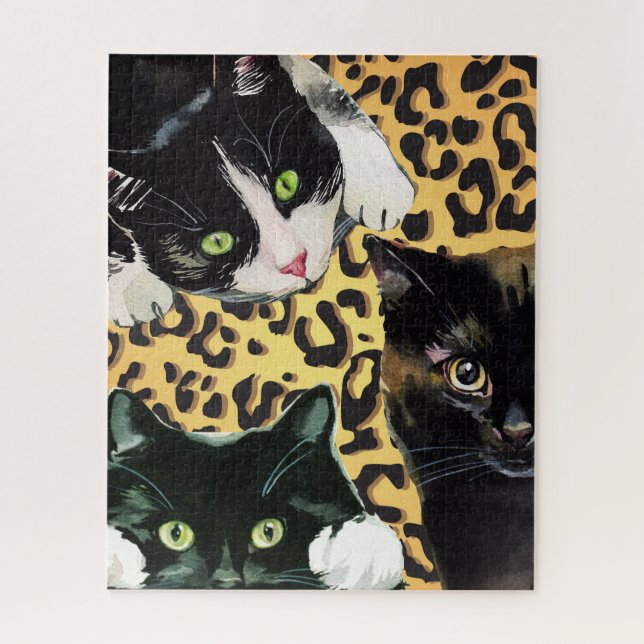 Puzzle Gatos kaboodle de gatito en papel de leopardo (Vertical)