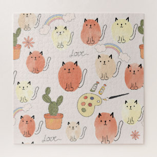 Puzzle Gatos Kitty Kitten: Patrón animal lindo