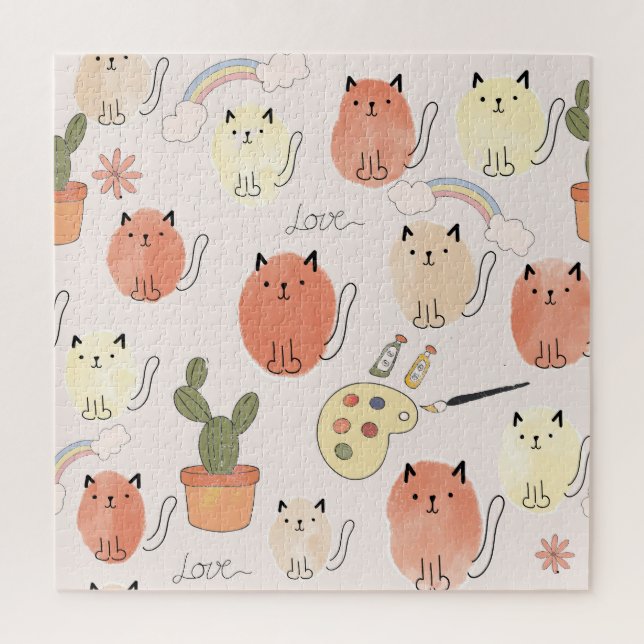 Puzzle Gatos Kitty Kitten: Patrón animal lindo (Vertical)