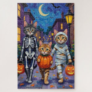 Puzzle Gatos Maine Coon haciendo 'trick-or-treat' en Hall