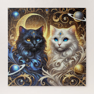 Puzzle Gatos majestuosos en blanco y negro