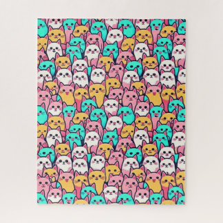 Puzzle Gatos Minimalistas juguetones en pasteles multicol