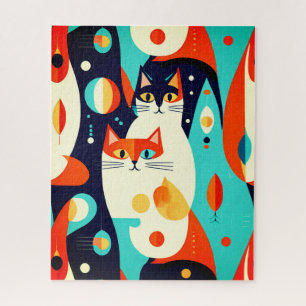 Puzzle Gatos modernos de mediados del siglo XX en un cont