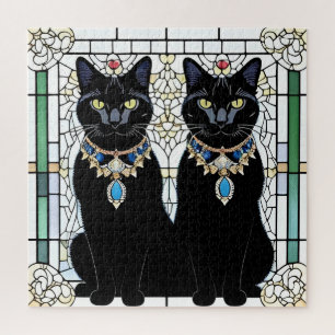 Puzzle Gatos negros elegantes con joyas