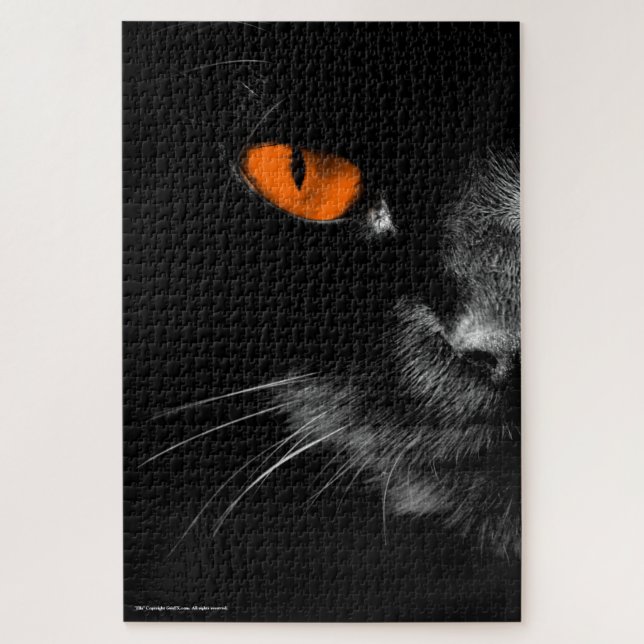 Puzzle Gatos Negros Mandan - Ojos Naranjas (Vertical)
