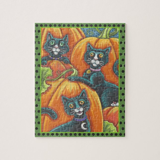 PUZZLE GATOS NEGROS, RATÓN, PARCHE DE PUMPKIN HALLOWEEN P (Vertical)