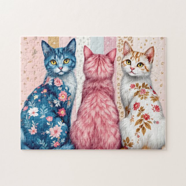 Puzzle Gatos Patrón Hermosos (Horizontal)