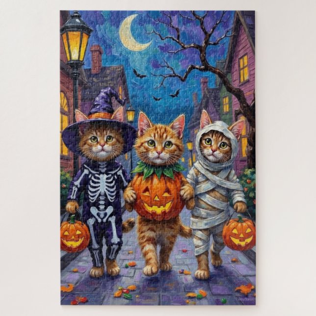 Puzzle Gatos Persas Trick-or-Treating  Disfraces de Hallo (Vertical)