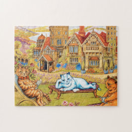 Puzzle Gatos relajándose en los jardines de Napsbury por 