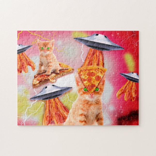 Puzzle Gatos, tocino y ufos (Horizontal)