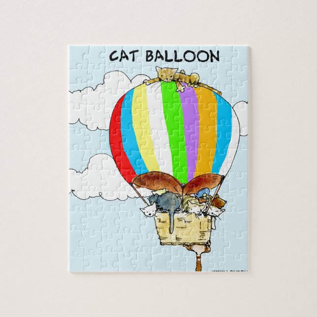 Puzzle Gatos Voladores Dibujos Animados Divertidos (Vertical)