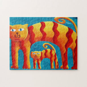Puzzle Gatos y Gatitos Curvos Modernos Caprichosos y Colo