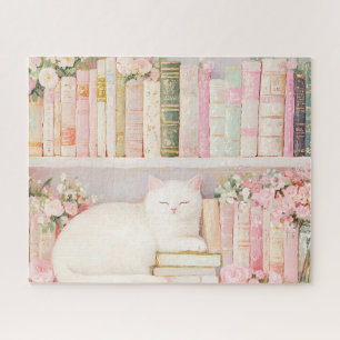 Puzzle Gatos y libros florales de bonito