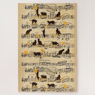 Puzzle gatos y música