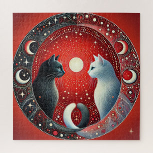 Puzzle Gatos Yin Yang Escena de Equilibrio Artístico Armo