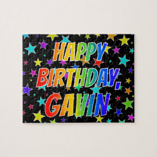 Puzzle "GAVIN" Nombre, Diversión "FELIZ CUMPLEAÑOS"
