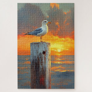 Puzzle Gaviota al atardecer de polo