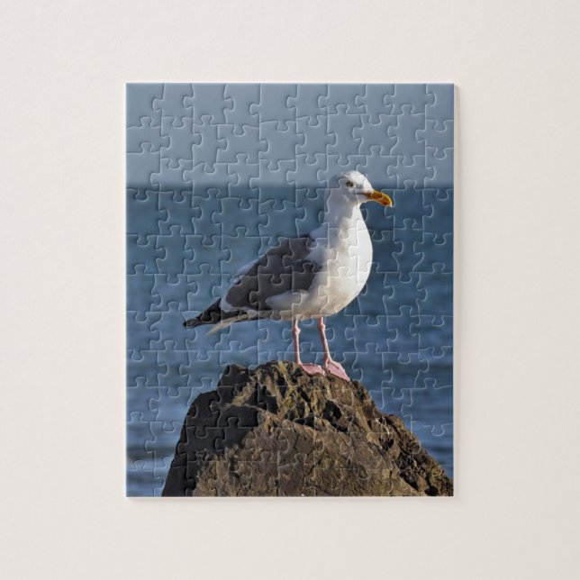 Puzzle Gaviota y océano blancos (Vertical)