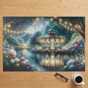 Puzzle Gazebo del Jardín Encantado Reflejo del Crepúsculo
