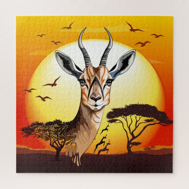 Puzzle Gazelle Animal salvaje Antelope africano (Vertical)