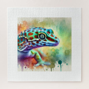 Puzzle Gecko in vibrant watercolor 121024AREF113 - Waterc
