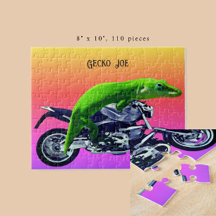 Puzzle Gecko Motorcycle Rider Pink Horizon Añadir nombre 