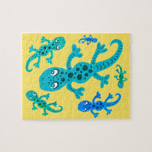 Puzzle Geckos de lagartijas con niños de pozos