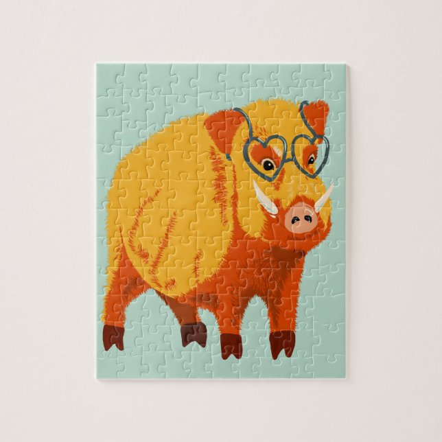Puzzle Geek Pig Funny Boar Wild Animal (Vertical)