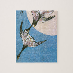 Puzzle Geese Salvaje Volando Hacia Abajo Por La Luna, Hir