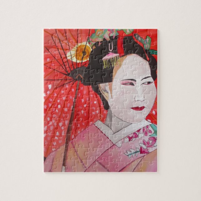 Puzzle Geisha con pintura original de Red Umbrella (Vertical)
