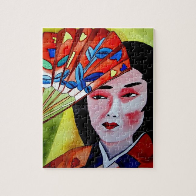 Puzzle geisha japonesa con pintura de arte original de un (Vertical)