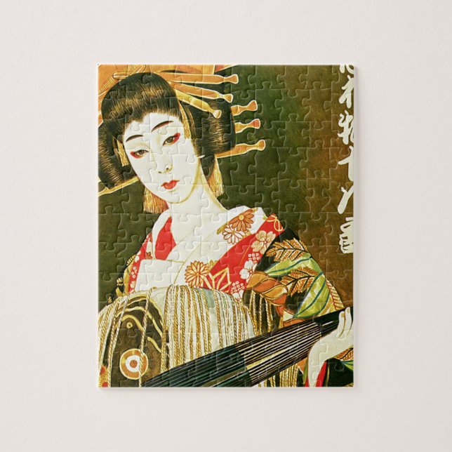 Puzzle Geisha japonesa y Wasaga Papel de paraguas (Vertical)