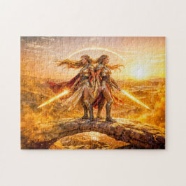 Puzzle Gemini Zodíaco con Mujeres Guerreras Gemelas y Res