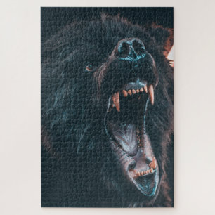 Puzzle Gente de oso enojado joven de oso negro